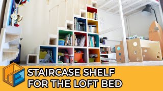 Staircase shelf for a loft bed using only plywood // DIY How to build