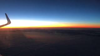 Spirit Airlines A321 ORD-LAX, sunrise mid-flight.