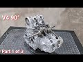 I used the engine from the scrap yard, to make an engine, V4 90°, part 1