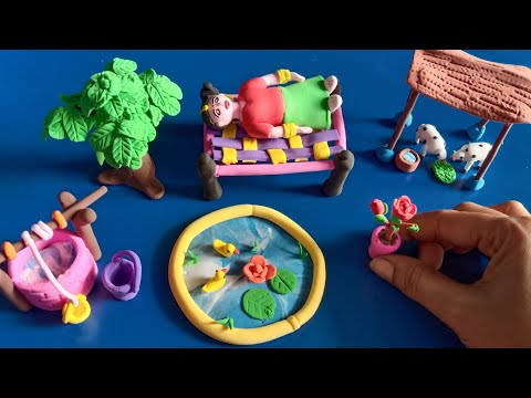 DIY how to make miniature polymer clay house || tree,doll, lucky doll videos