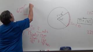 Find arc length if radius =16 in & angle = 60 degrees?