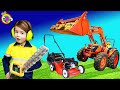 Lawn mower Video for Kids | Tractor Blippi Toys | min min playtime