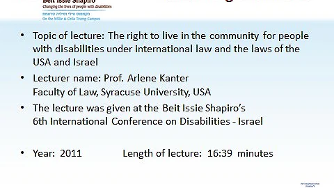 Prof. Arlene Kanter:  The right to live in the com...