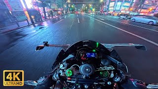 Kawasaki Ninja H2 in Rainy Tokyo : Neon Lights【Pure Sound】