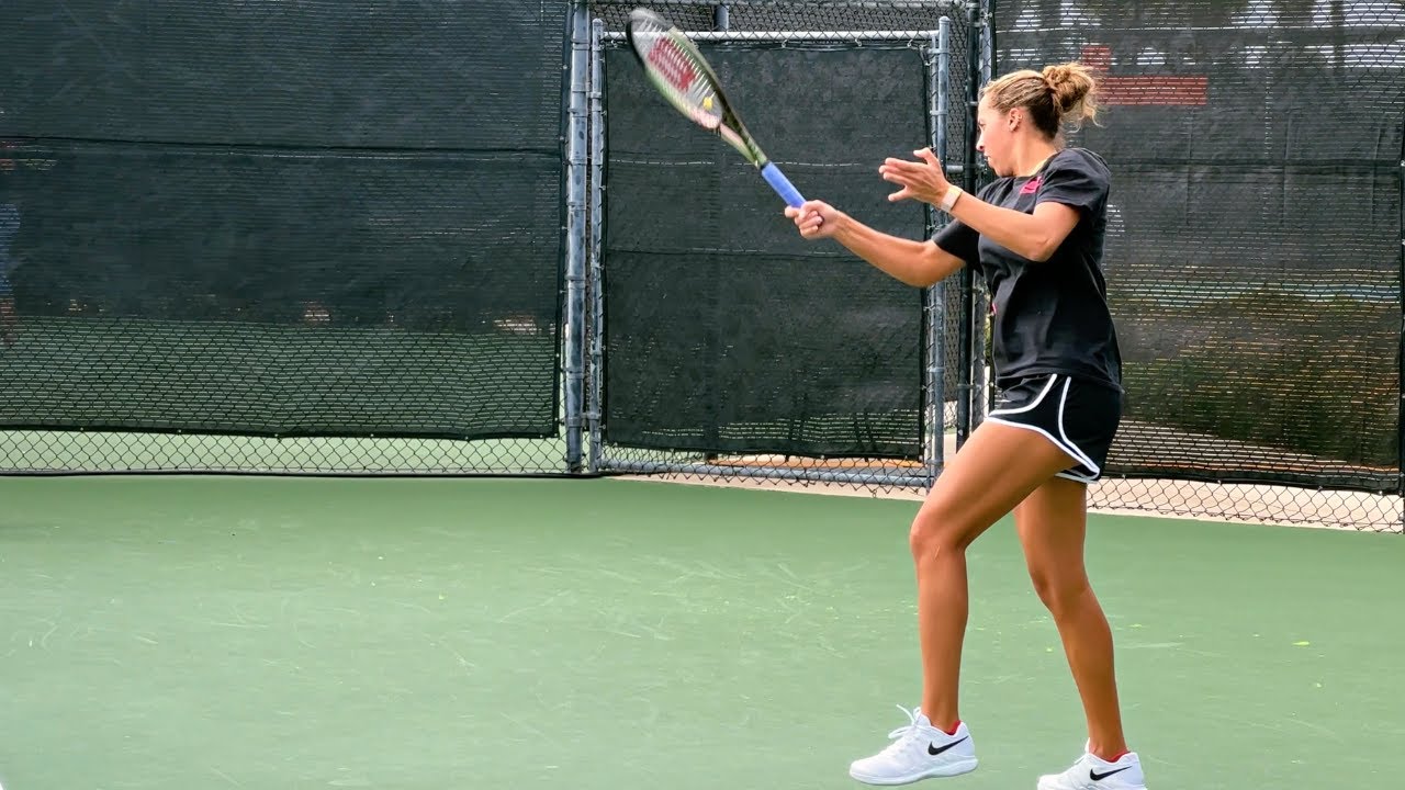 Madison Keys Groundstrokes and Serve in Slow Motion [San Diego 2022