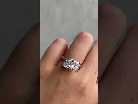 Pear and Radiant Cut Toi Et Moi Diamond Engagement Ring #promisering #diamondring #diamondsolitaire