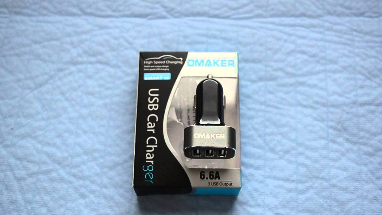 Omaker Intelligent 6.6A / 33W Premium Aluminum 3 USB Car Charger With