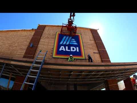 So installieren Supermarkt Sign - Aldi - NYC Sign Installationsfirma - CAD Schilder