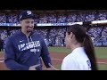 WNBA star Kelsey Plum of the Sparks showed off her cannon at the Dodgers game! 🏀