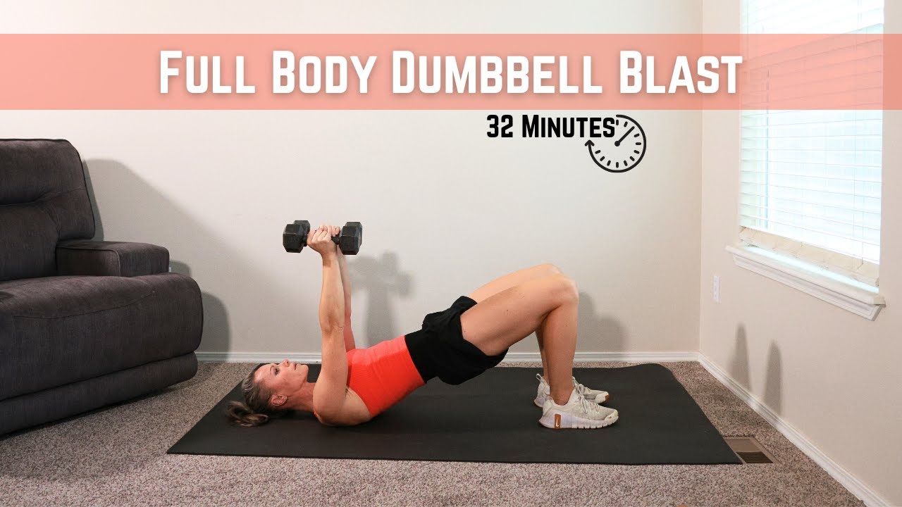Интенсивная тренировка всего тела с гантелями (32 минуты)