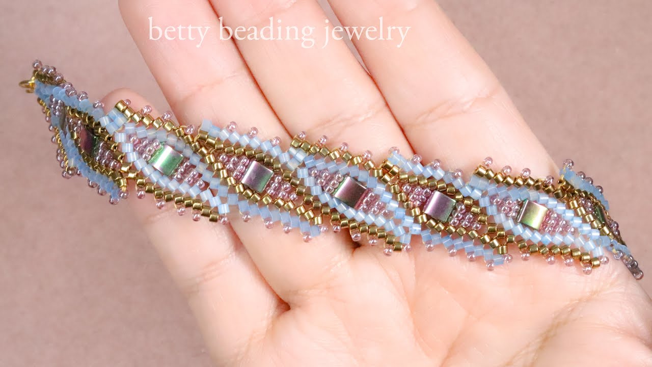 Easy to make beaded inclined herring bone bracelet. jewelry making at