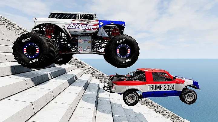 SUV 4x4 Cars VS Dangerous Stair Slope Challenge Driver #4 - BeamNG Driver