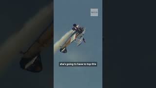 Information 97-year-old wing walker does a barrel roll stapped to the top of a plane #shorts News