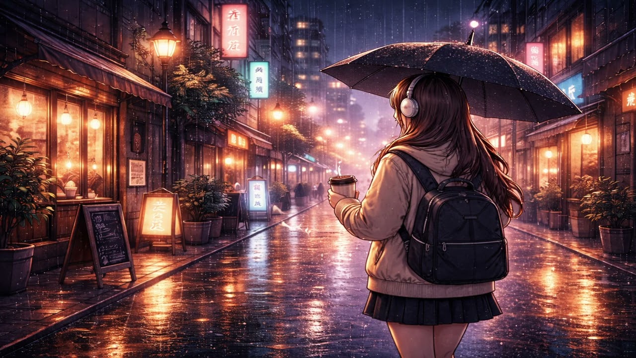 Rainy Night Walk 🌧 LoFi Chill Beats | Relaxing Music for Studying, Coding & Late Night Vibes