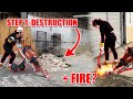 Tile Removal is Better with FIRE and a Jack Hammer 🔥 😈 - ATR HQ Remodel - Video 2