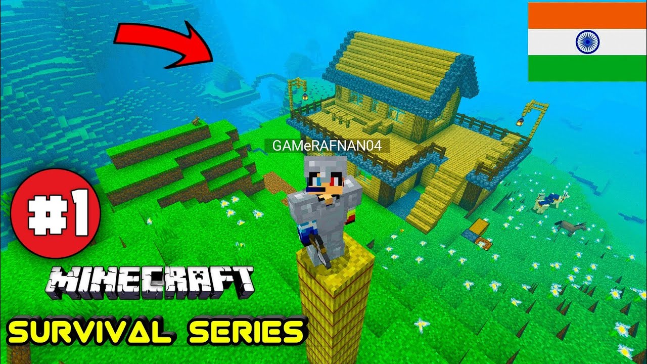 MINECRAFT PE SURVIVAL SERIES IN HINDI EP:1|| made a iron armour and ...