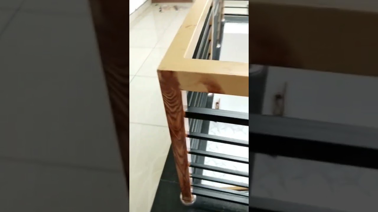 gi pipe handrail painted wood finishing