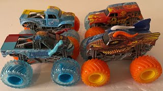 Spin Master Monster Jam 2025 Fire and Ice Split Paint Job Double Packs Review 