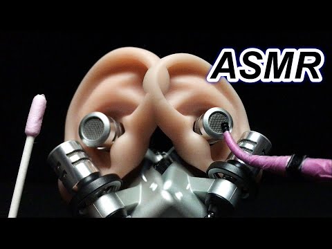 【ASMR】左右で違う音　左耳に粘着綿棒音　右耳にソフトタイプ耳かき音　ear cleaning  no talking   　귀이개 소리　소리없이　音フェチ
