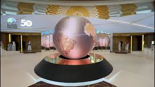 JR Visual 3m diameter LED Sphere shinning in Kingdom tower in KSA #ledsphere #isdb #anniversary