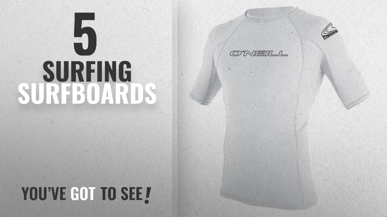 Top 10 Surfing Surfboards [2018]: O'Neill Men's Basic Skins Short Sleeve Crew Rash Vest, White, XL