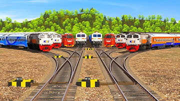 8 TRAINS CROSSING AT LINE SAME TRACK-RISKY SHARP BEND TRACK #94 | BeamNG.Drive | Trainz Simulator 22