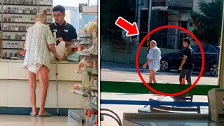A Man Goes Into A Store Wearing A Diaper. Then The Cashier Silently Followed Him Until Finding This