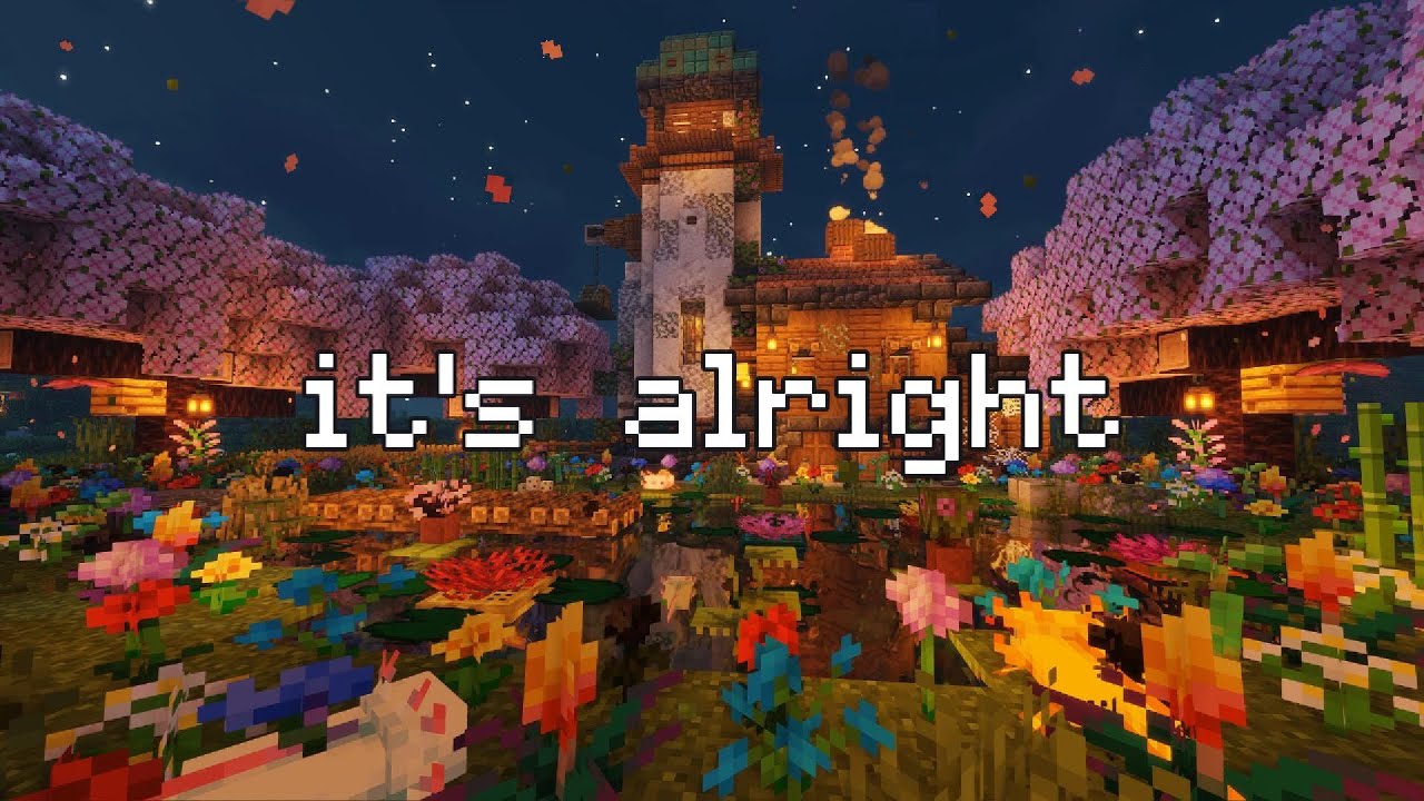 a quiet world to fall asleep in...(soft minecraft melodies + gentle rain )