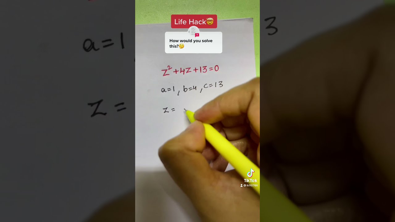 Solve Z 2 4z 13 0 Quadratic Equation Math Tutor Mathtrick Learning Shorts Youtube