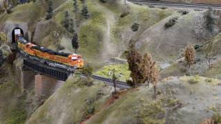 BNSF stacks at the Upper Narrows - Sierra Pacific Railroad Museum