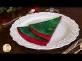 Simple DIY Folded Christmas Tree Napkin | Shabby Fabrics Tutorials