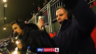 Carragher \& Neville's LIVE reactions to Liverpool beating Man Utd! | Commentary Cam