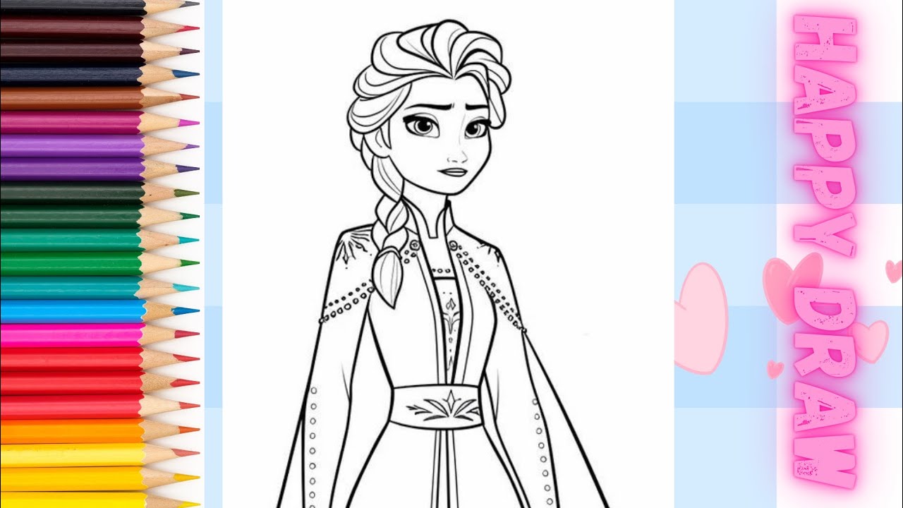 Drawing and coloring Elsa frozen 2 for kids and toddlers
