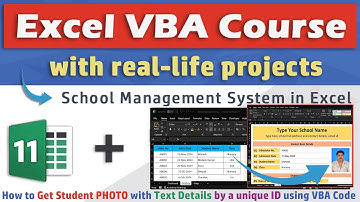 Excel VBA School Management System | Get Student Photo with Text Details by ID in Admission Form