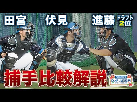 【谷繁解説】伏見寅威/進藤勇也/田宮裕涼 捕手陣の構えについて谷繁元信が解説<2/3ファイターズ春季キャンプ2024>