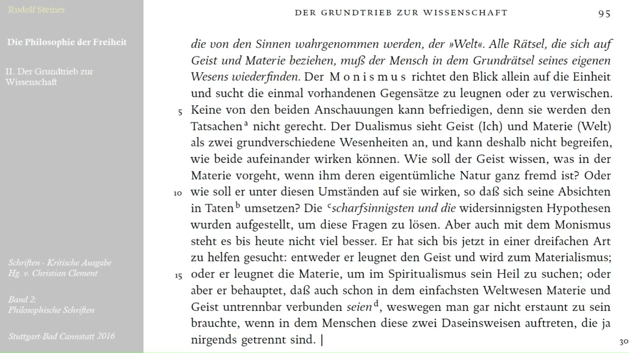 Steiner | PHILOSOPHIE DER FREIHEIT | Kap. 2 (1/2)