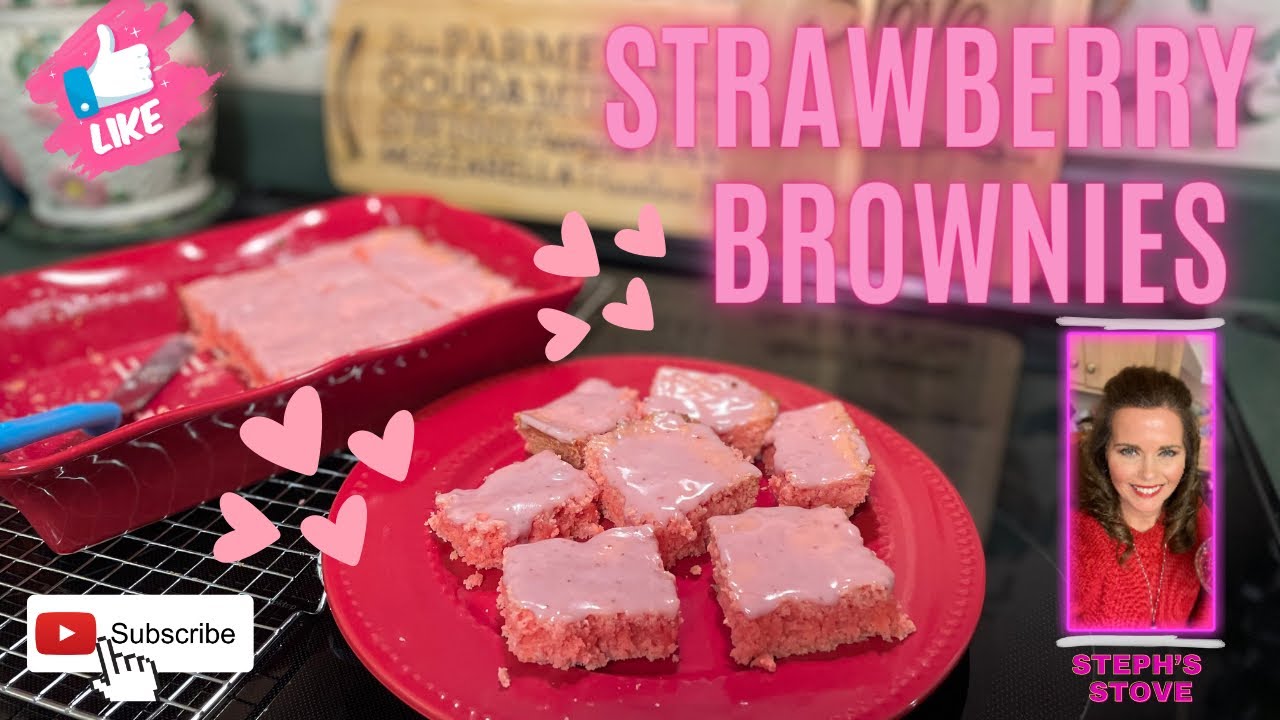 Strawberry Brownies Recipe-with Strawberry Glaze-Steph’s Stove