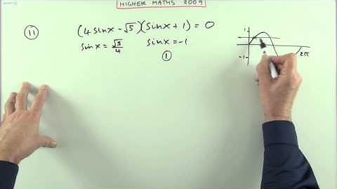 2009 SQA Higher Maths:  paper 1 nos. 9 to 12