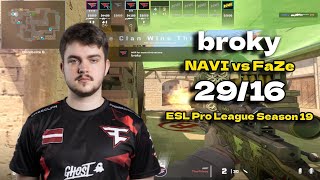 CS2 POV FaZe broky (29/16) vs NAVI (Mirage) @ ESL Pro League Season 19