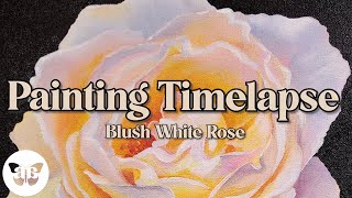 "How to Paint a Blush White Rose" Acrylic Painting Time-Lapse