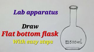 Flat bottom flask drawing, Draw flat bottom flask, Draw Lab apparatus, Draw chemistry lab equipment