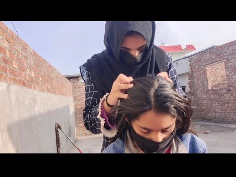 Api aqsa did beautiful Samavia hair checking - YouTube