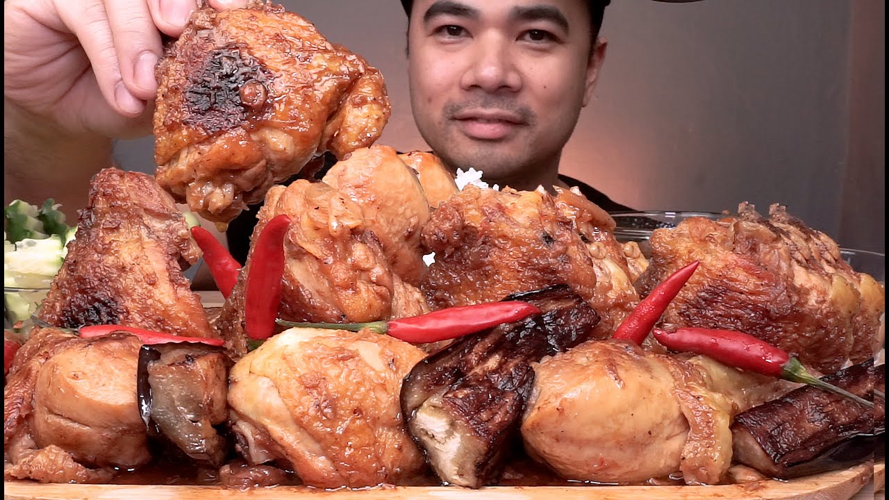 SPICY BRAISED CHICKEN WITH SALTED ANCHOVIES | MUKBANG ASMR