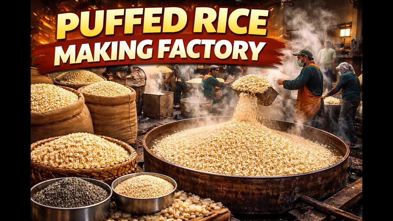 ಕೊಟ್ಟೂರು ಮಂಡಕ್ಕಿ ಫ್ಯಾಕ್ಟರಿ  Churumuri mandakki factory  how puffed rice made