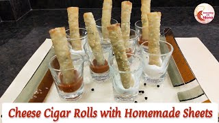 Cheese Cigar Rolls | घर में बनी स्प्रिंग रोल्स शीट्स से बने चीज़ सिगार रोल्स | Seasoning with Mona