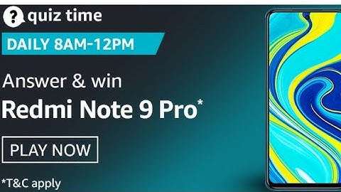 Amazon Quiz Answers Today | Win  Redmi Note 9 Pro | 2 September 2020