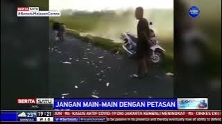 Video Viral Petasan Meledak dengan Sendirinya di Atas Sepeda Motor