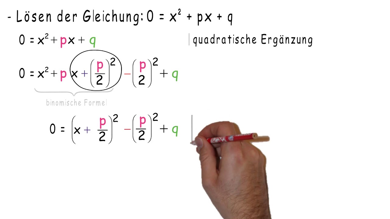P Q Formel Herleitung Erklärvideo_Herleitung der p-q-Formel - YouTube