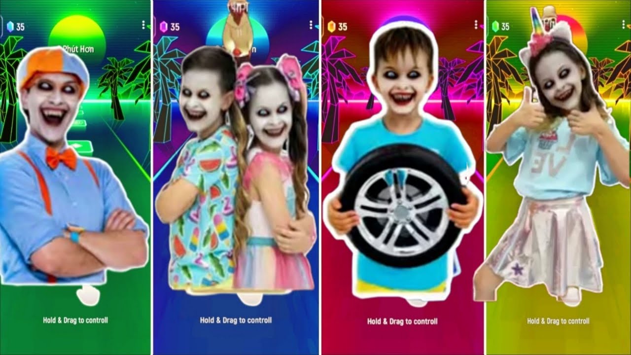 Tiles Hop - Zombie Blippi🆚ZombieDianaand Roma🆚ZombieVladandNiki🆚ZombieLikeNastya🎶 Tiles Hop EDM Rush