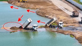 Excellent Techniques SHACMAN Transport Sand Stuck Bulldozer SHANTUI Showing Skill Technique